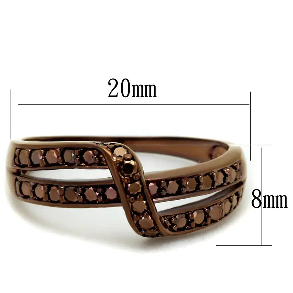 3W1189 - IP Coffee light Brass Ring with AAA Grade CZ in Light Coffee - Alamode - Flyclothing LLC