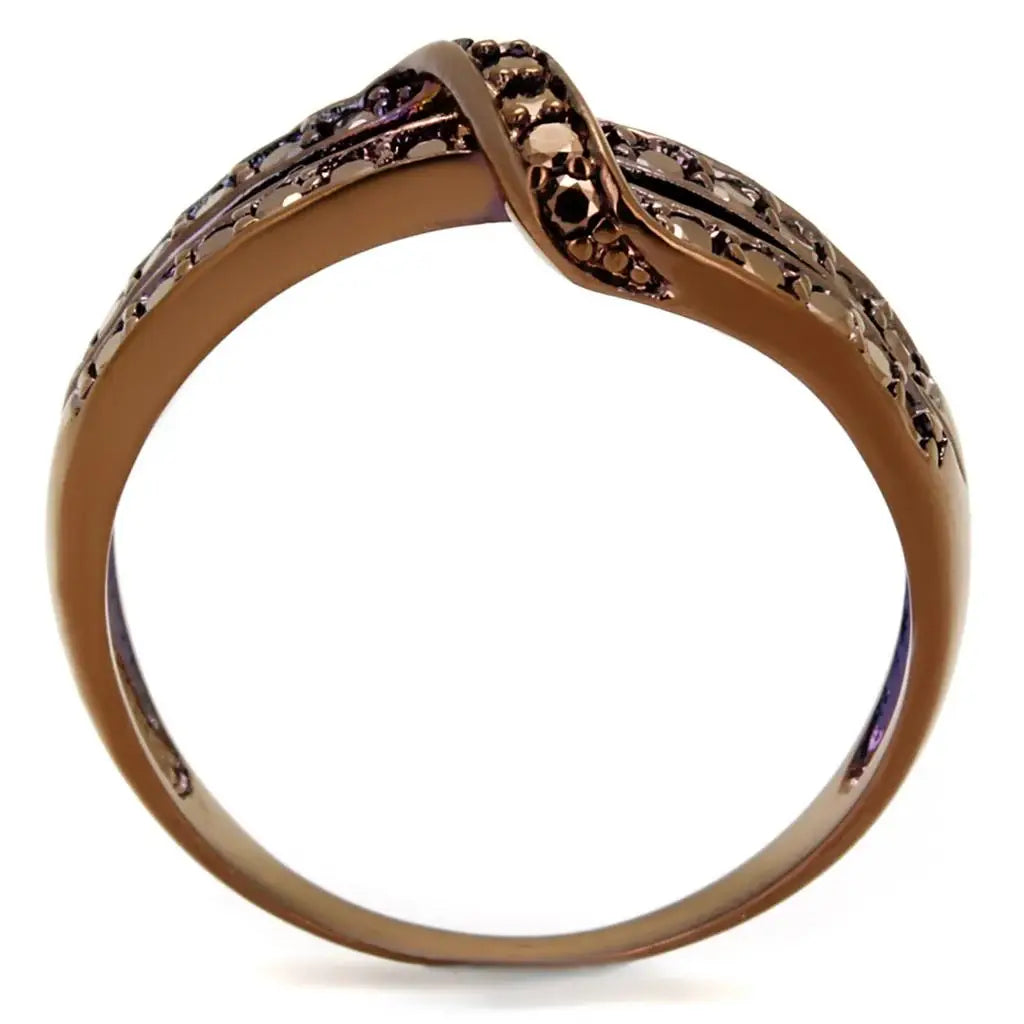 3W1189 - IP Coffee light Brass Ring with AAA Grade CZ in Light Coffee - Alamode - Flyclothing LLC