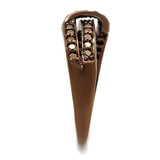 3W1189 - IP Coffee light Brass Ring with AAA Grade CZ  in Light Coffee - Alamode