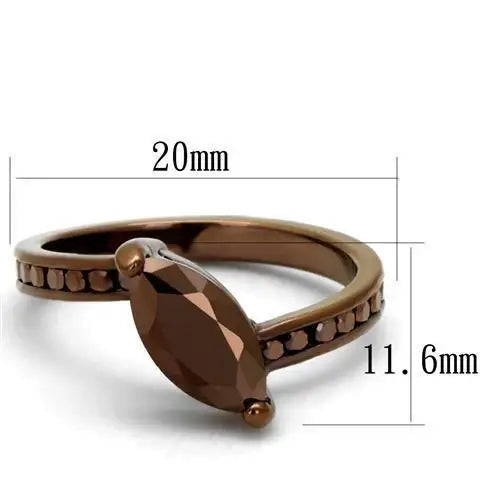 3W1190 - IP Coffee light Brass Ring with AAA Grade CZ in Light Coffee - Alamode - Flyclothing LLC