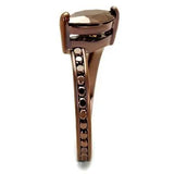 3W1190 - IP Coffee light Brass Ring with AAA Grade CZ  in Light Coffee - Alamode