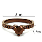 3W1191 - IP Coffee light Brass Ring with AAA Grade CZ  in Light Coffee - Alamode