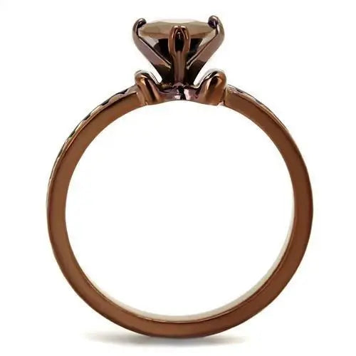 3W1191 - IP Coffee light Brass Ring with AAA Grade CZ in Light Coffee - Alamode - Flyclothing LLC