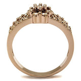 3W1192 - IP Rose Gold(Ion Plating) Brass Ring with AAA Grade CZ  in Metallic Light Gold - Alamode