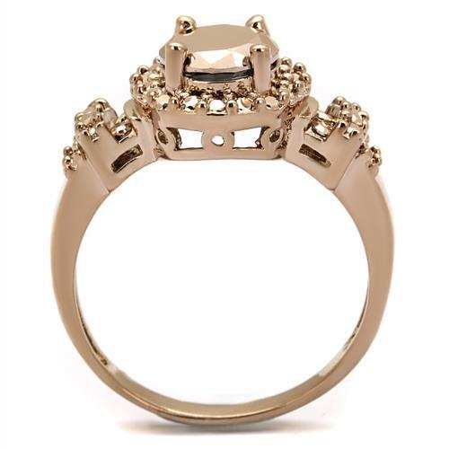 3W1193 - IP Rose Gold(Ion Plating) Brass Ring with AAA Grade CZ in Metallic Light Gold - Alamode - Flyclothing LLC