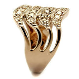 3W1196 - IP Rose Gold(Ion Plating) Brass Ring with AAA Grade CZ  in Metallic Light Gold - Alamode
