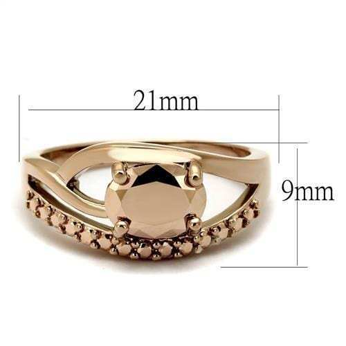 3W1198 - IP Rose Gold(Ion Plating) Brass Ring with AAA Grade CZ in Metallic Light Gold - Alamode - Flyclothing LLC