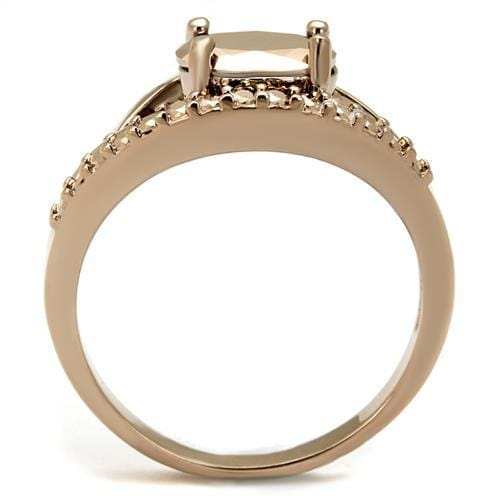 3W1198 - IP Rose Gold(Ion Plating) Brass Ring with AAA Grade CZ in Metallic Light Gold - Alamode - Flyclothing LLC