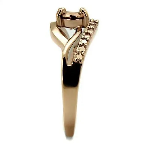 3W1198 - IP Rose Gold(Ion Plating) Brass Ring with AAA Grade CZ in Metallic Light Gold - Alamode - Flyclothing LLC