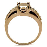 3W1199 - IP Rose Gold(Ion Plating) Brass Ring with AAA Grade CZ  in Metallic Light Gold - Alamode