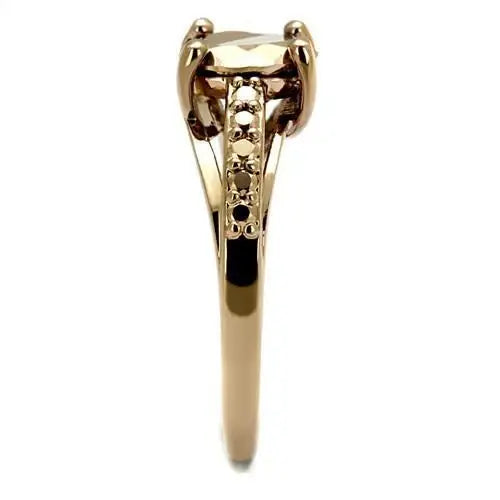 3W1199 - IP Rose Gold(Ion Plating) Brass Ring with AAA Grade CZ in Metallic Light Gold - Alamode - Flyclothing LLC