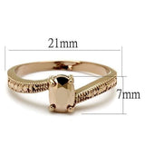 3W1201 - IP Rose Gold(Ion Plating) Brass Ring with AAA Grade CZ  in Metallic Light Gold - Alamode