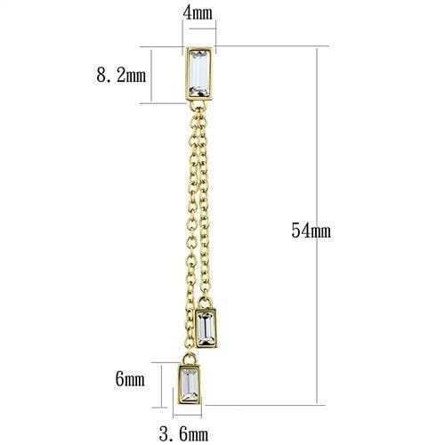 3W1202 - Gold Brass Earrings with Top Grade Crystal in Clear - Alamode - Flyclothing LLC