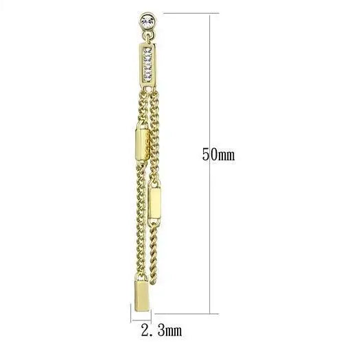 3W1203 - Gold Brass Earrings with Top Grade Crystal in Clear - Alamode - Flyclothing LLC