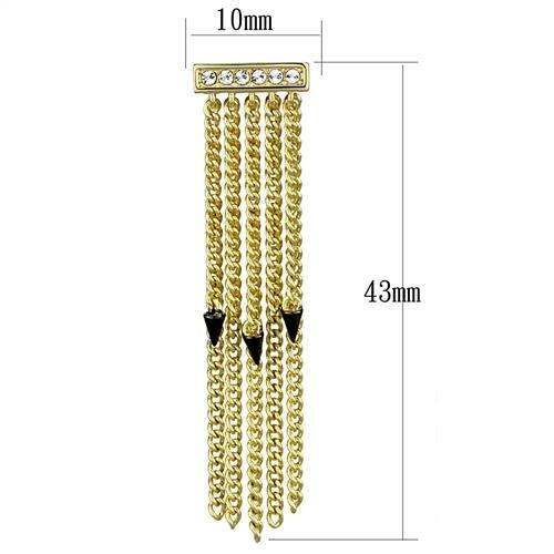 3W1205 - Gold+Ruthenium Brass Earrings with Top Grade Crystal in Clear - Alamode - Flyclothing LLC