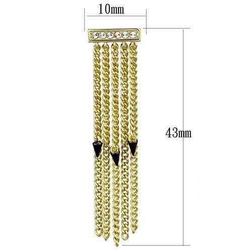 3W1205 - Gold+Ruthenium Brass Earrings with Top Grade Crystal in Clear - Alamode - Flyclothing LLC