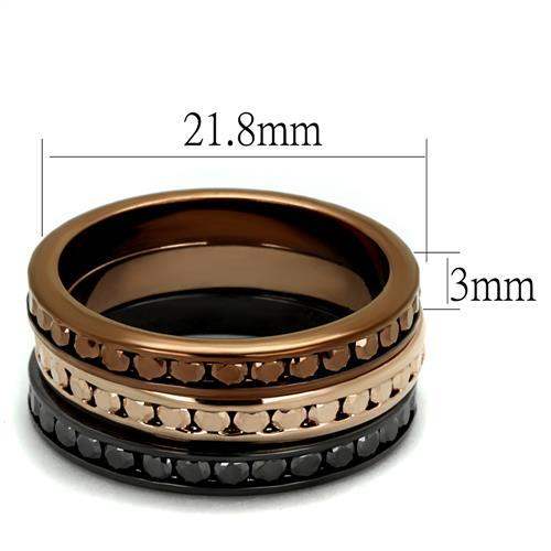 3W1208 - IP Rose Gold & IP Light Black & IP Light coffee Brass Ring with Top Grade Crystal in Multi Color - Alamode - Flyclothing LLC