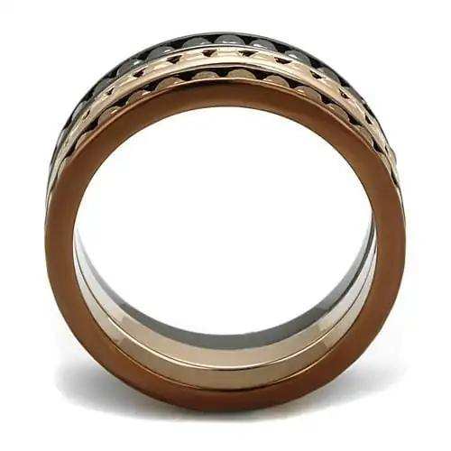 3W1208 - IP Rose Gold & IP Light Black & IP Light coffee Brass Ring with Top Grade Crystal in Multi Color - Alamode - Flyclothing LLC
