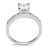 3W1209 - Rhodium Brass Ring with AAA Grade CZ in Clear - Alamode - Flyclothing LLC