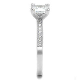 3W1209 - Rhodium Brass Ring with AAA Grade CZ  in Clear - Alamode