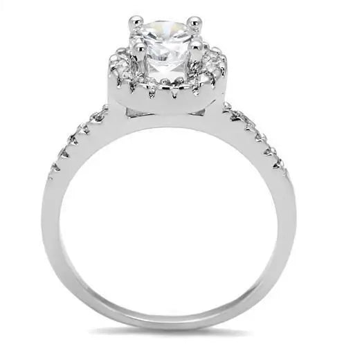 3W1210 - Rhodium Brass Ring with AAA Grade CZ in Clear - Alamode - Flyclothing LLC