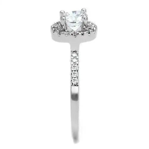 3W1210 - Rhodium Brass Ring with AAA Grade CZ in Clear - Alamode - Flyclothing LLC