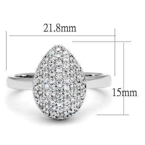 3W1211 - Rhodium Brass Ring with AAA Grade CZ in Clear - Alamode - Flyclothing LLC