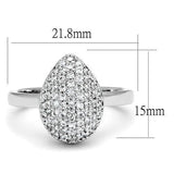 3W1211 - Rhodium Brass Ring with AAA Grade CZ  in Clear - Alamode
