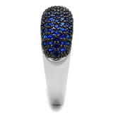 3W1212 - Rhodium + Ruthenium Brass Ring with AAA Grade CZ  in London Blue - Alamode