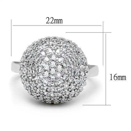 3W1213 - Rhodium Brass Ring with AAA Grade CZ in Clear - Alamode - Flyclothing LLC