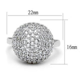 3W1213 - Rhodium Brass Ring with AAA Grade CZ  in Clear - Alamode