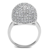 3W1213 - Rhodium Brass Ring with AAA Grade CZ  in Clear - Alamode