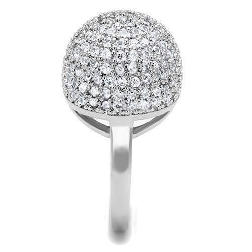 3W1213 - Rhodium Brass Ring with AAA Grade CZ in Clear - Alamode - Flyclothing LLC