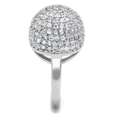 3W1213 - Rhodium Brass Ring with AAA Grade CZ in Clear - Alamode - Flyclothing LLC