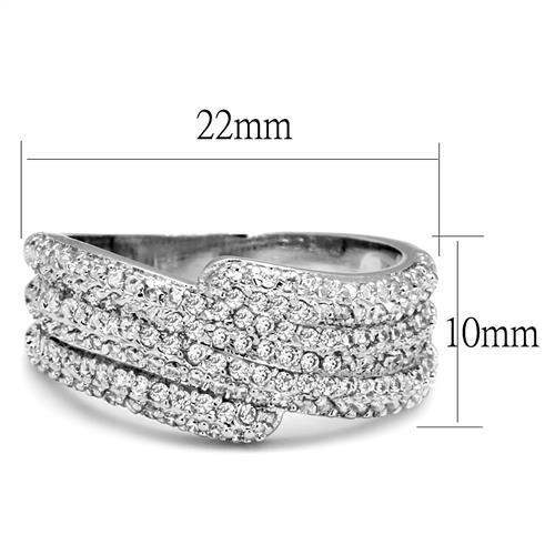 3W1214 - Rhodium Brass Ring with AAA Grade CZ in Clear - Alamode - Flyclothing LLC