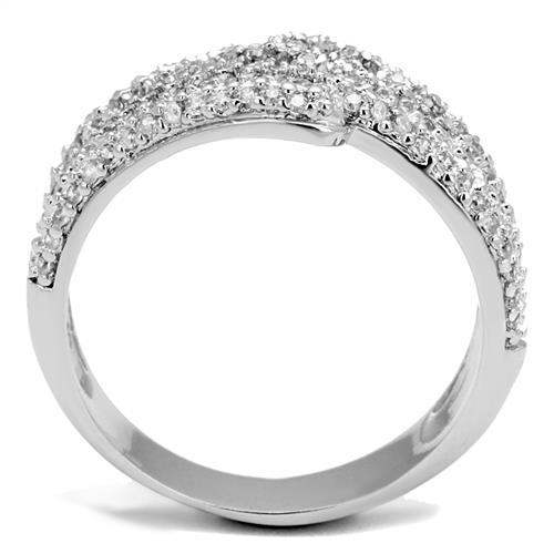 3W1214 - Rhodium Brass Ring with AAA Grade CZ in Clear - Alamode - Flyclothing LLC
