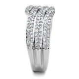 3W1214 - Rhodium Brass Ring with AAA Grade CZ  in Clear - Alamode
