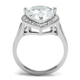 3W1215 - Rhodium Brass Ring with AAA Grade CZ  in Clear - Alamode