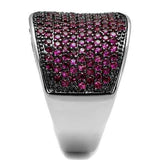 3W1217 - Rhodium + Ruthenium Brass Ring with AAA Grade CZ in Ruby - Alamode - Flyclothing LLC