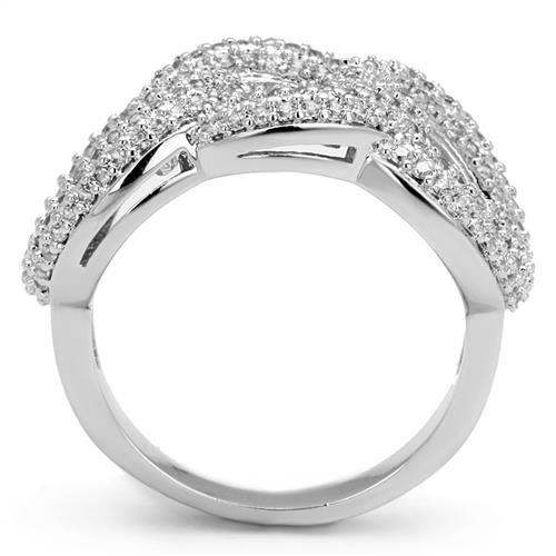3W1218 - Rhodium Brass Ring with AAA Grade CZ in Clear - Alamode - Flyclothing LLC