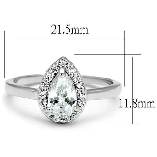 3W1219 - Rhodium Brass Ring with AAA Grade CZ in Clear - Alamode - Flyclothing LLC