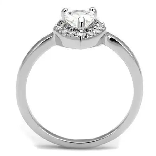 3W1219 - Rhodium Brass Ring with AAA Grade CZ in Clear - Alamode - Flyclothing LLC