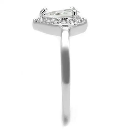 3W1219 - Rhodium Brass Ring with AAA Grade CZ in Clear - Alamode - Flyclothing LLC