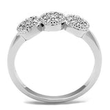3W1220 - Rhodium Brass Ring with AAA Grade CZ  in Clear - Alamode