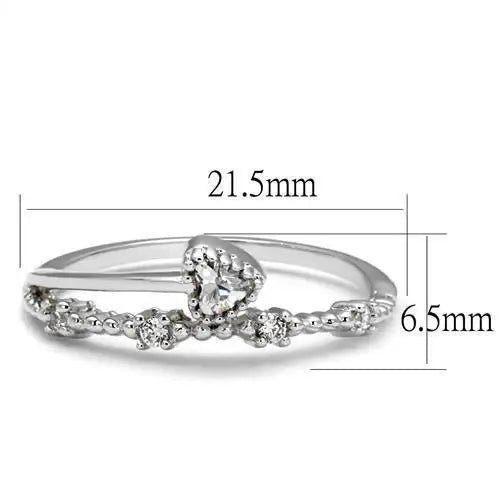 3W1223 - Rhodium Brass Ring with AAA Grade CZ in Clear - Alamode - Flyclothing LLC