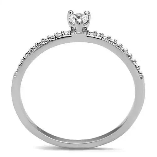 3W1224 - Rhodium Brass Ring with AAA Grade CZ in Clear - Alamode - Flyclothing LLC