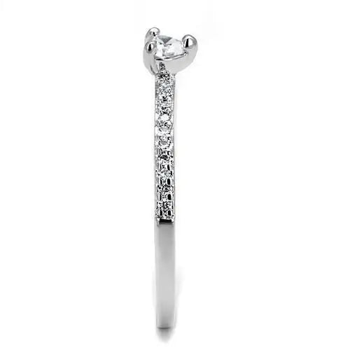 3W1224 - Rhodium Brass Ring with AAA Grade CZ in Clear - Alamode - Flyclothing LLC