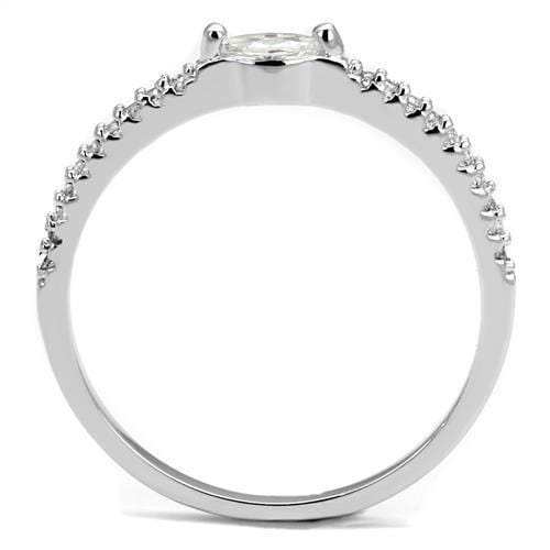 3W1225 - Rhodium Brass Ring with AAA Grade CZ in Clear - Alamode - Flyclothing LLC