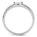 3W1225 - Rhodium Brass Ring with AAA Grade CZ  in Clear - Alamode
