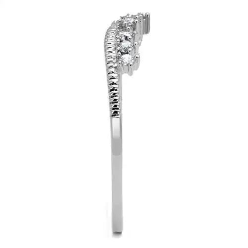 3W1226 - Rhodium Brass Ring with AAA Grade CZ in Clear - Alamode - Flyclothing LLC